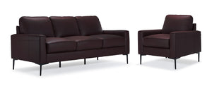 Chito Ens. Sofa et fauteuil en cuir – moka