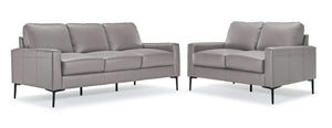 Chito Ens. Sofa et causeuse en cuir – gris nuage
