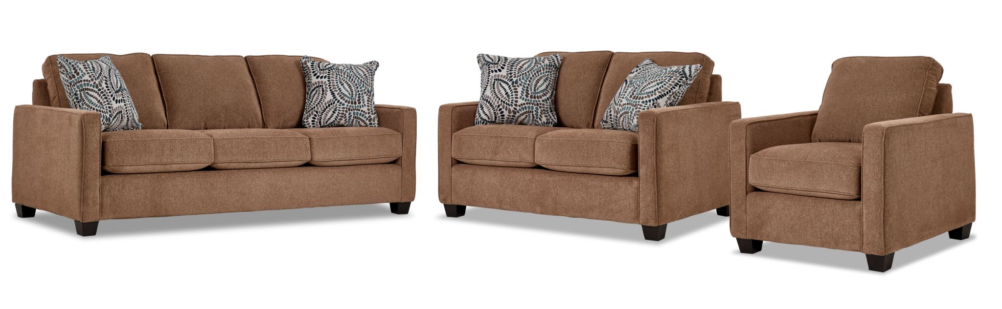 City Sofa, Loveseat and Chair Set - Brown