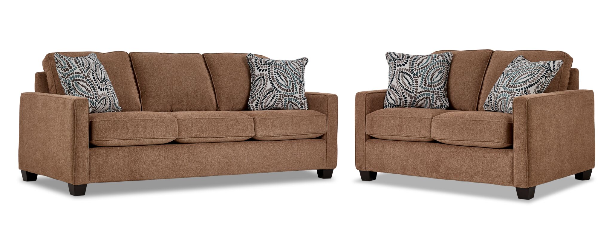 City Sofa and Loveseat Set - Brown
