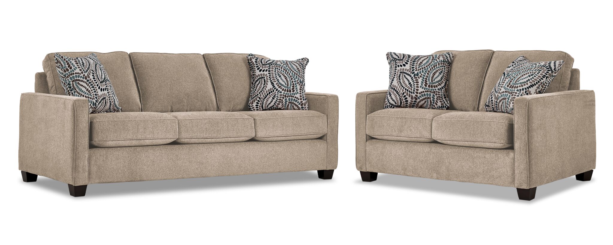 City Sofa and Loveseat Set - Ivory