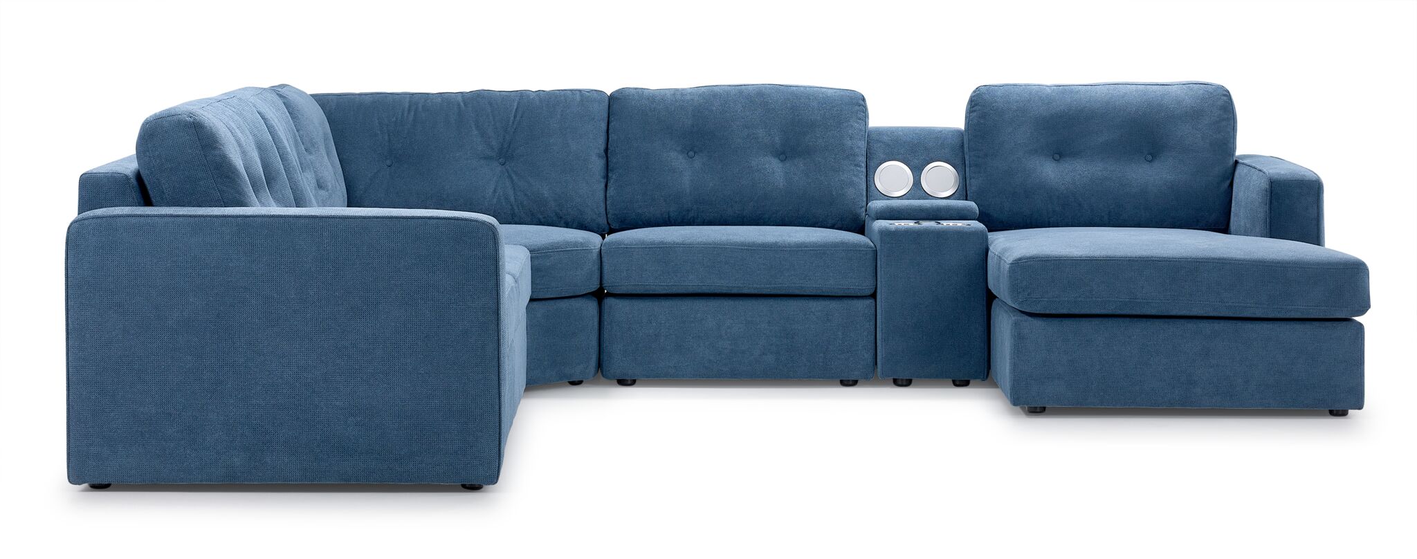 Feeling Connected - Connex 6-Piece Modular Sectional with Storage Console - Blue