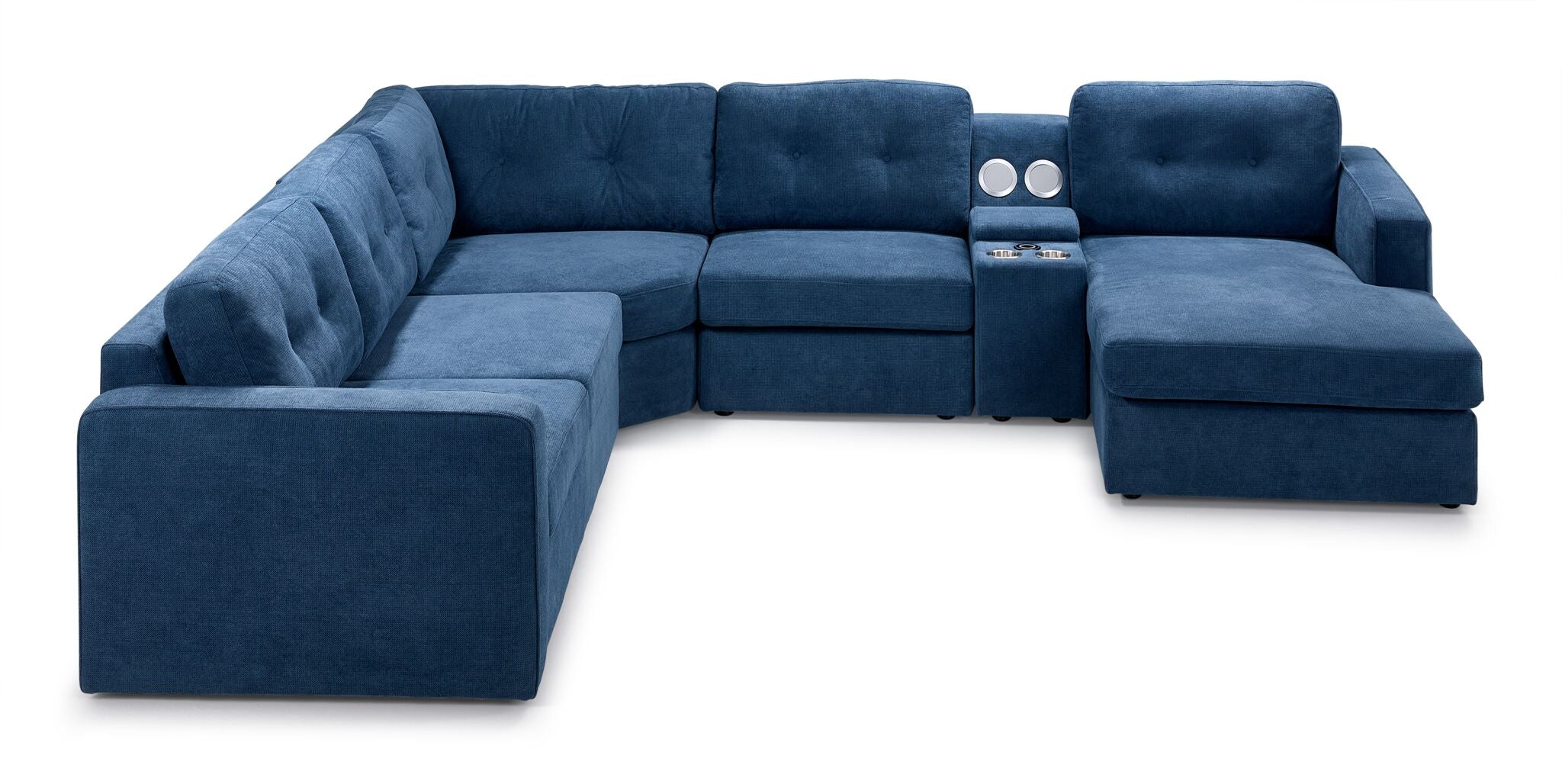Feeling Connected - Connex 6-Piece Modular Sectional with Storage Console - Blue