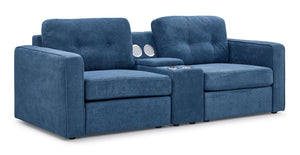 Sentiment de connexion - Connex Sectionnel modulaire 3 mcx avec fauteuils et console de rangement - bleu