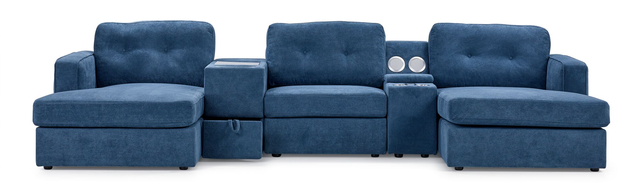 Feeling Connected - Connex 5-Piece Modular Sectional with Consoles - Blue