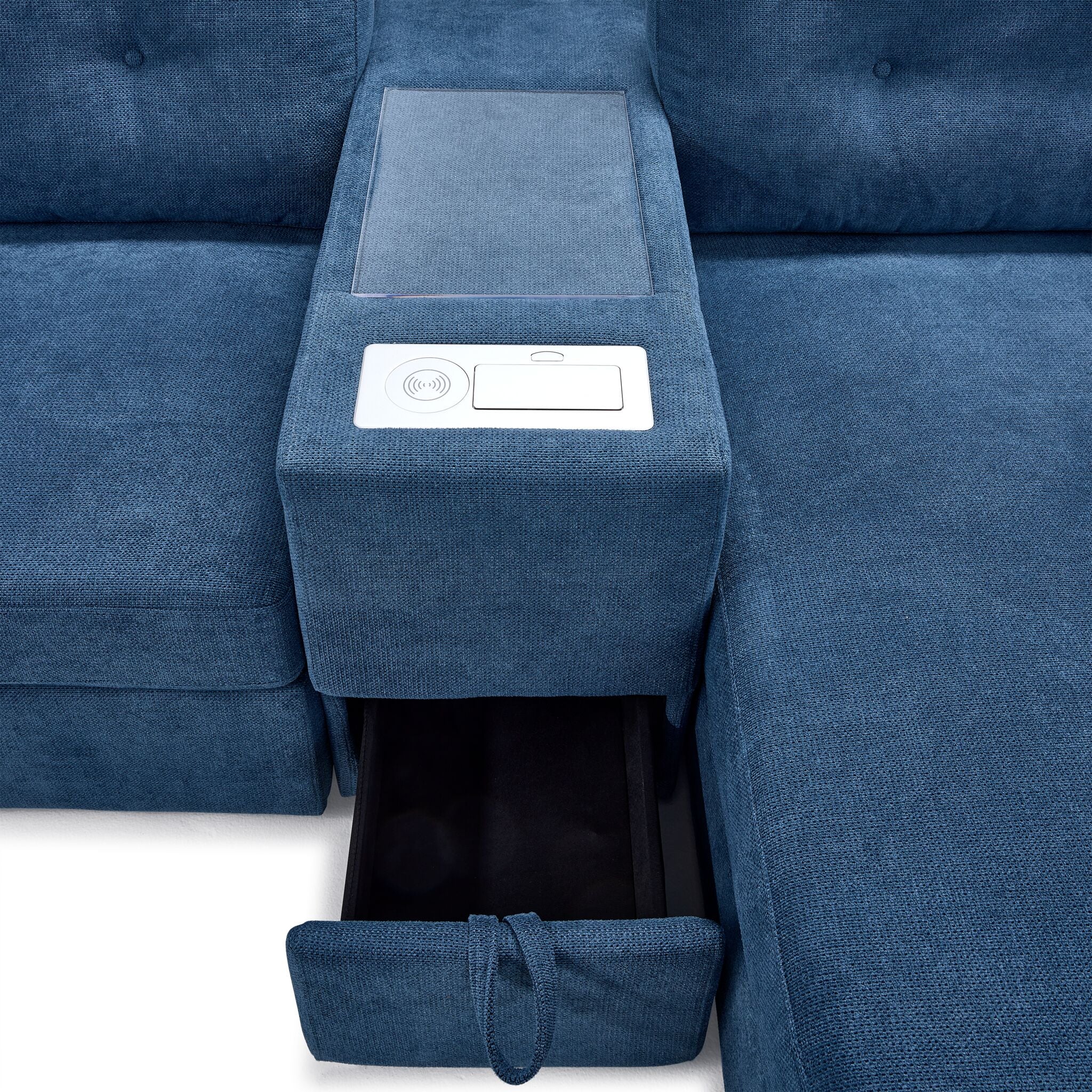 Feeling Connected - Connex 6-Piece Modular Sectional with Drawer Console - Blue