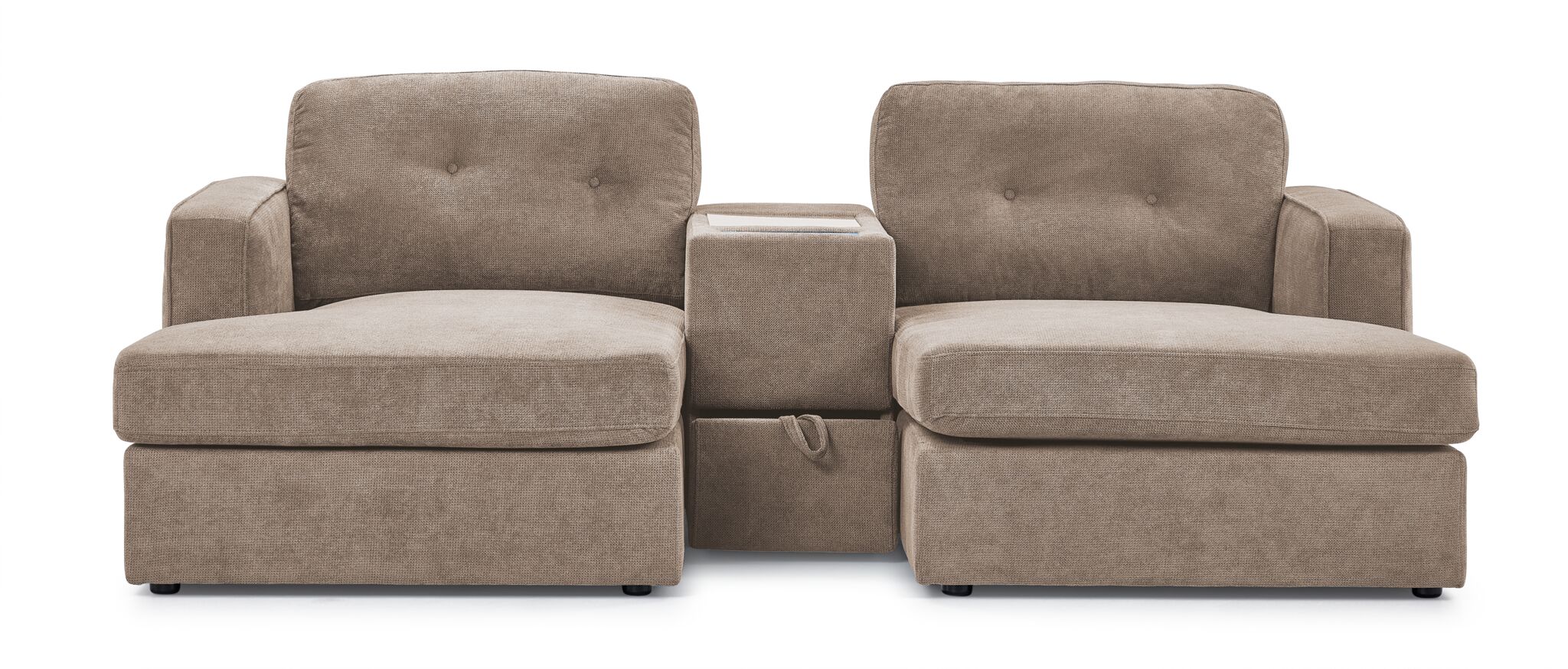 Feeling Connected - Connex 3-Piece Modular Sectional with Chaise and Drawer Console -Beige