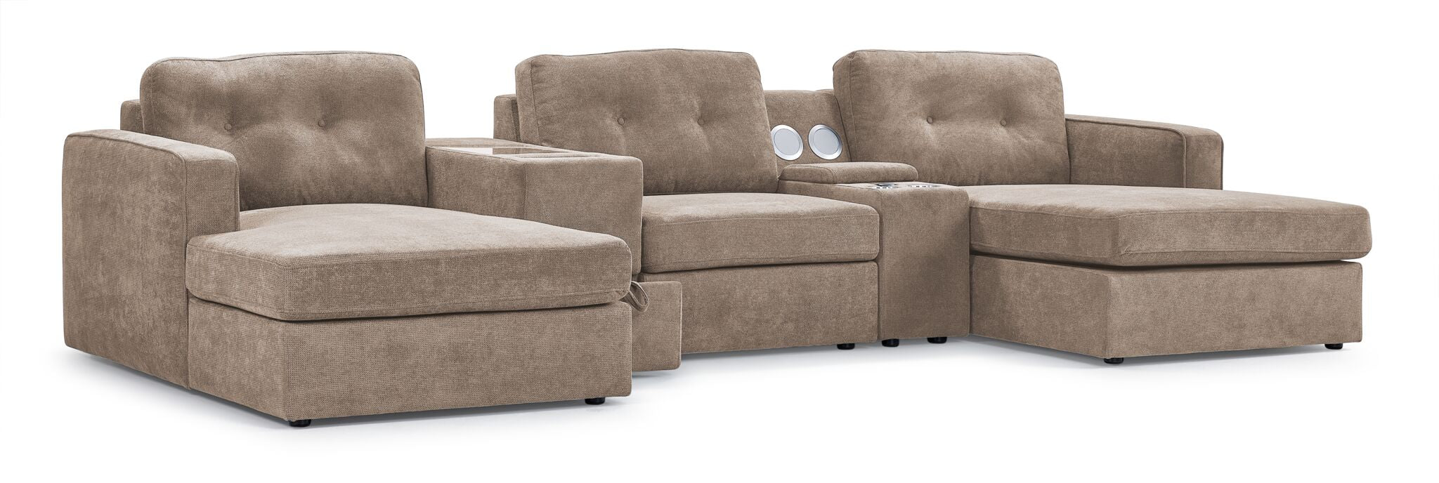Feeling Connected - Connex 5-Piece Modular Sectional with Consoles - Beige
