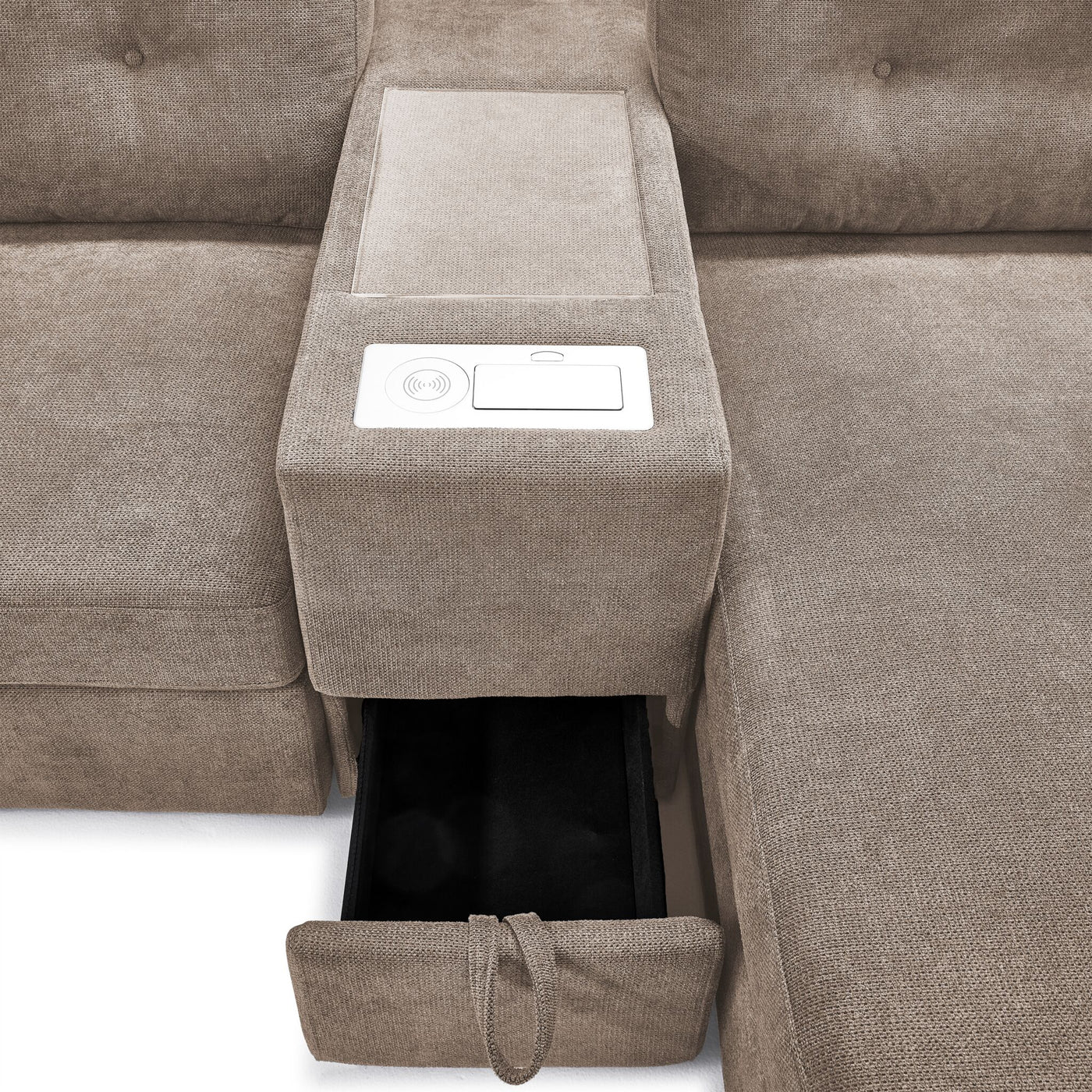 Feeling Connected - Connex 6-Piece Modular Sectional with Drawer Console - Beige