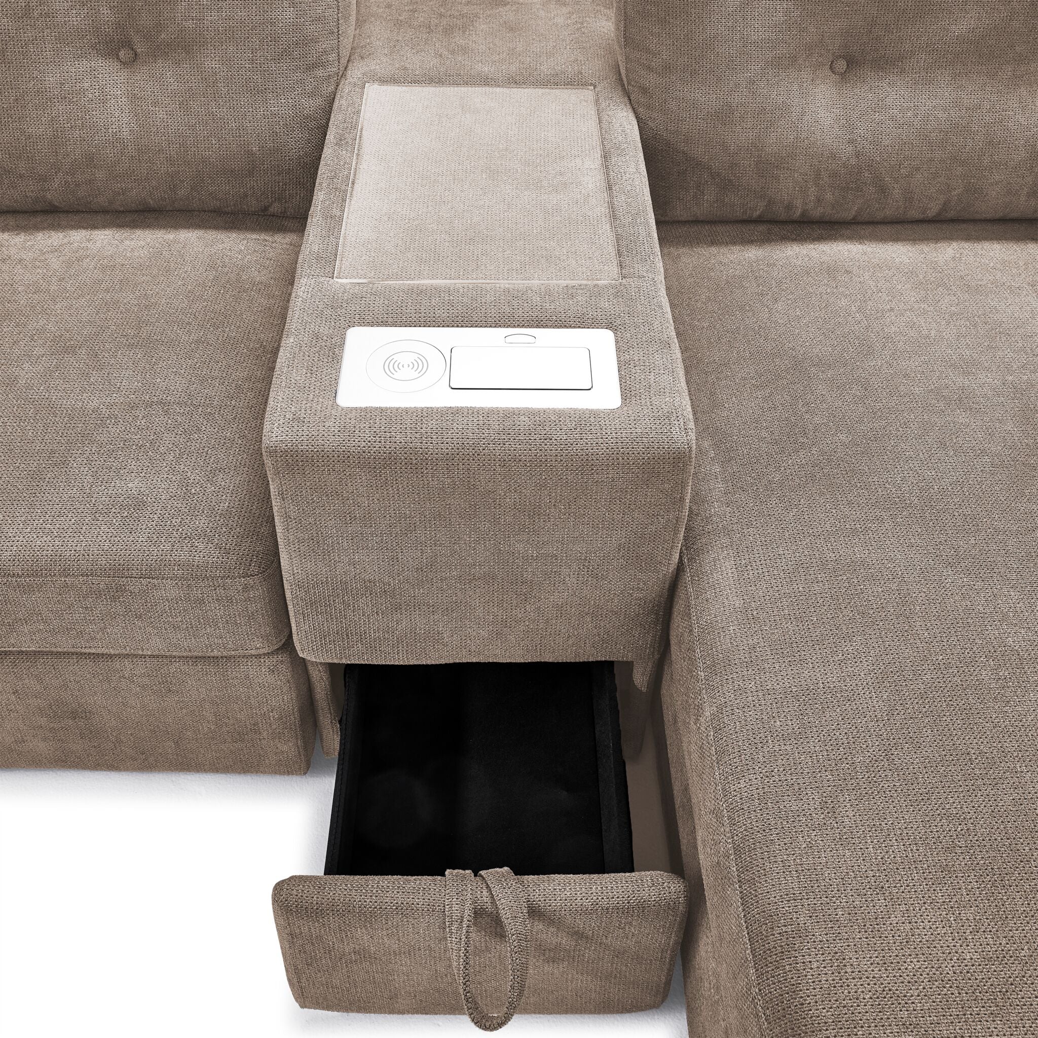 Feeling Connected - Connex 6-Piece Modular Sectional with Drawer Console - Beige