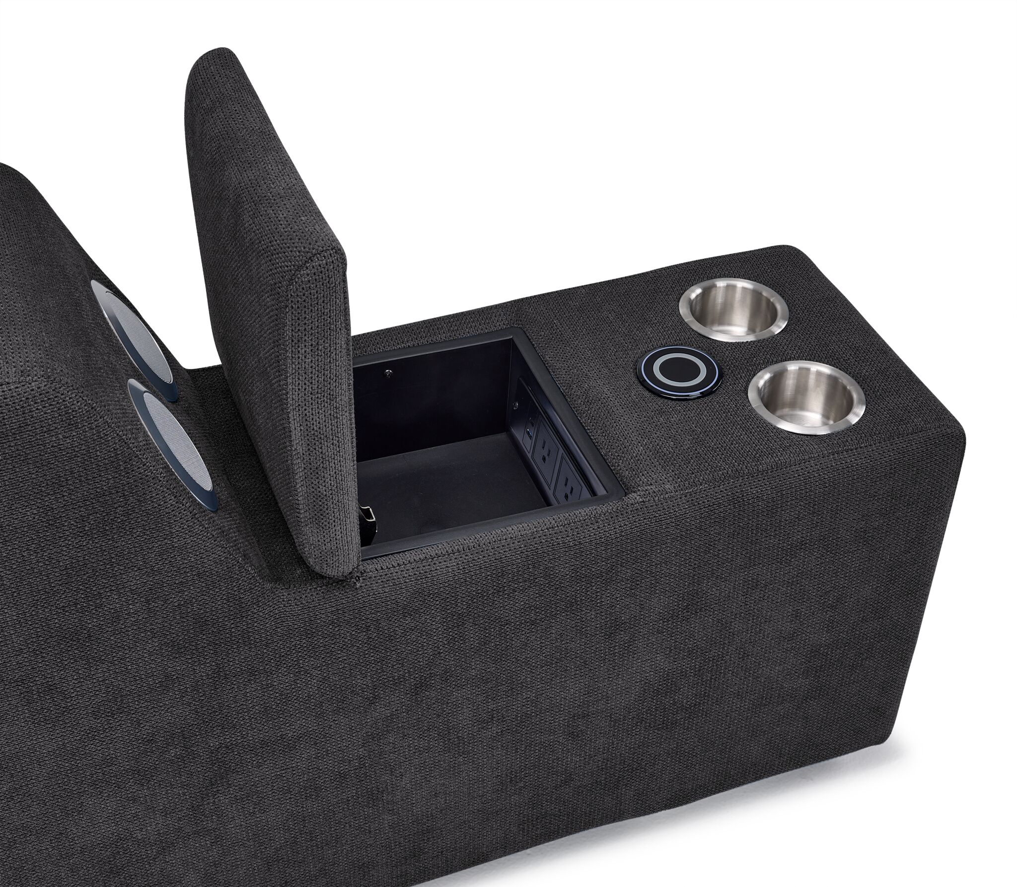 Feeling Connected - Connex 3-Piece Modular Chair with Storage Console - Dark Grey