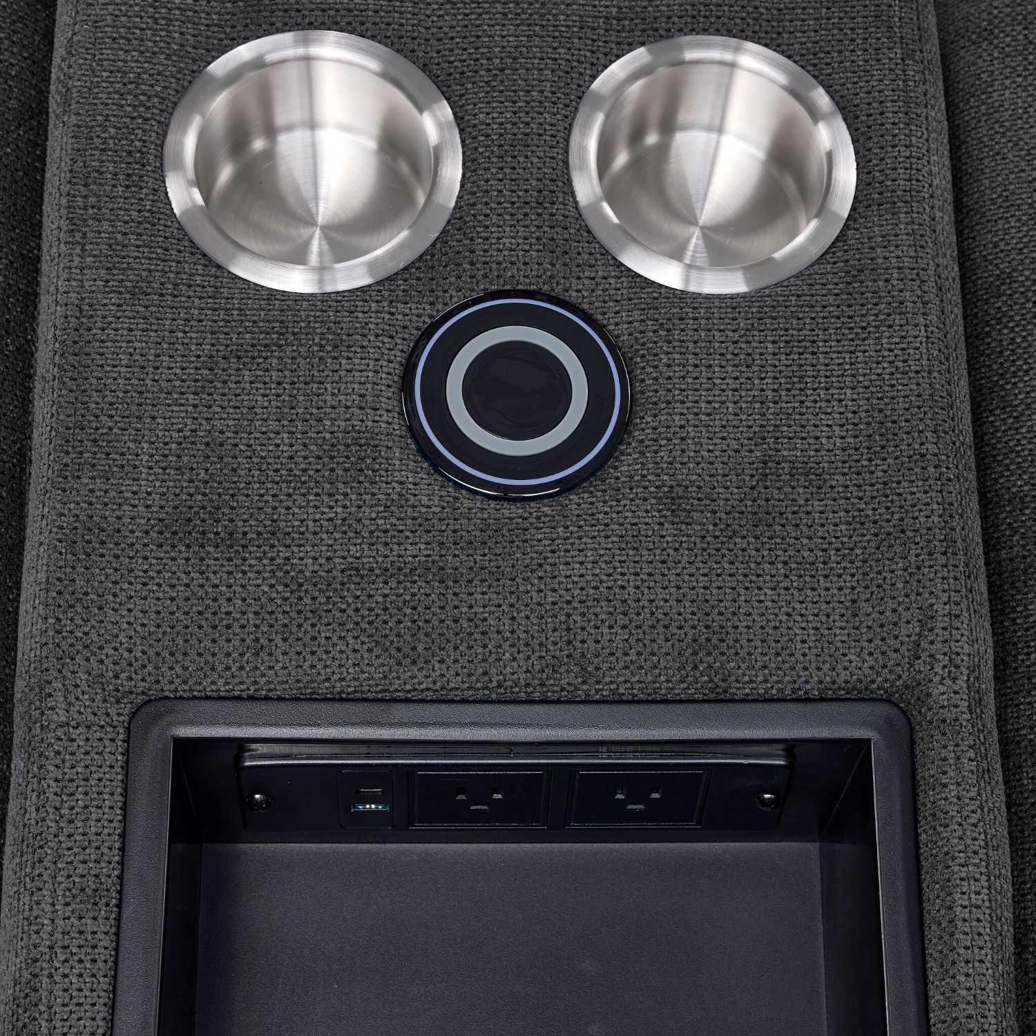 Feeling Connected - Connex 5-Piece Modular Sectional with Consoles - Dark Grey