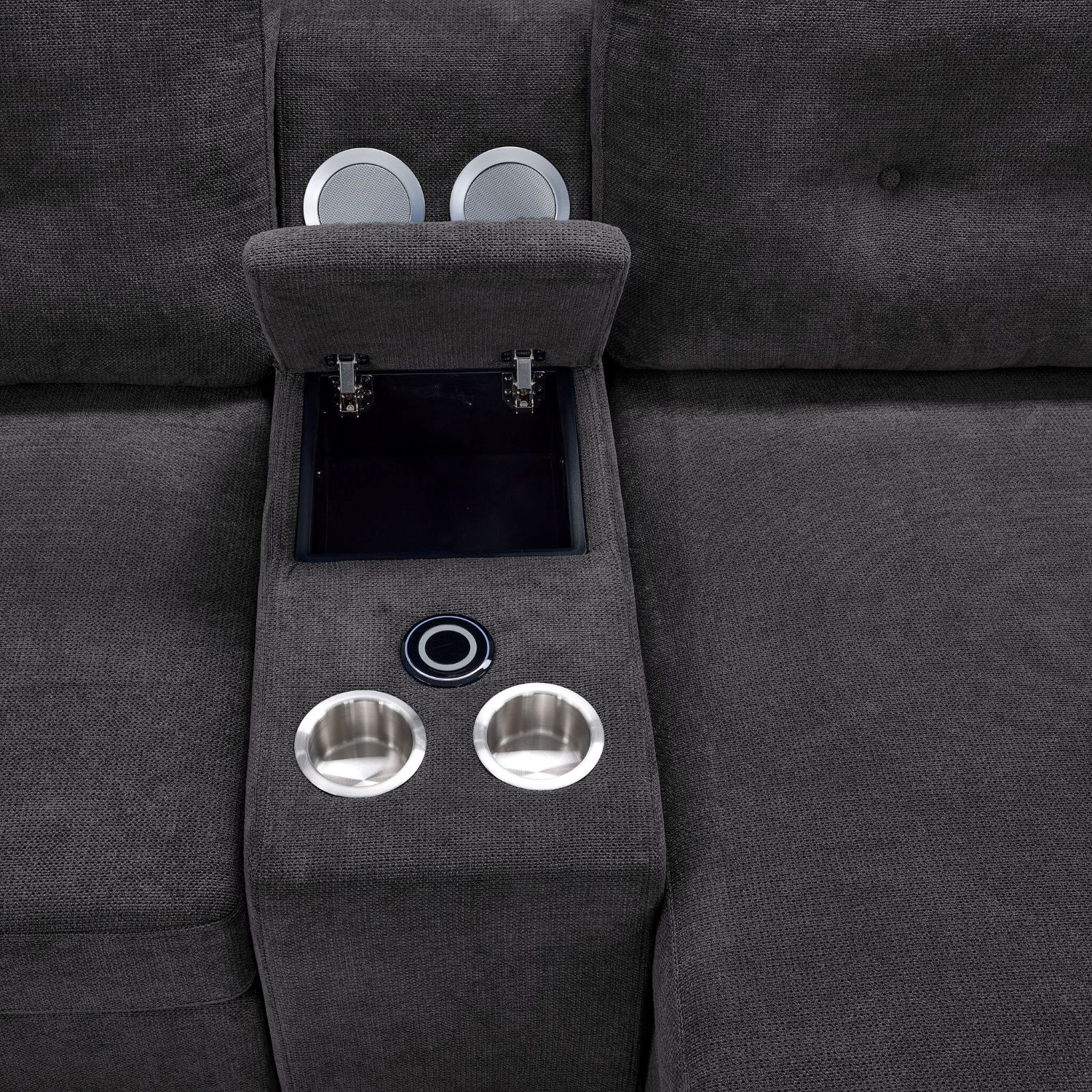 Feeling Connected - Connex 3-Piece Modular Chair with Storage Console - Dark Grey