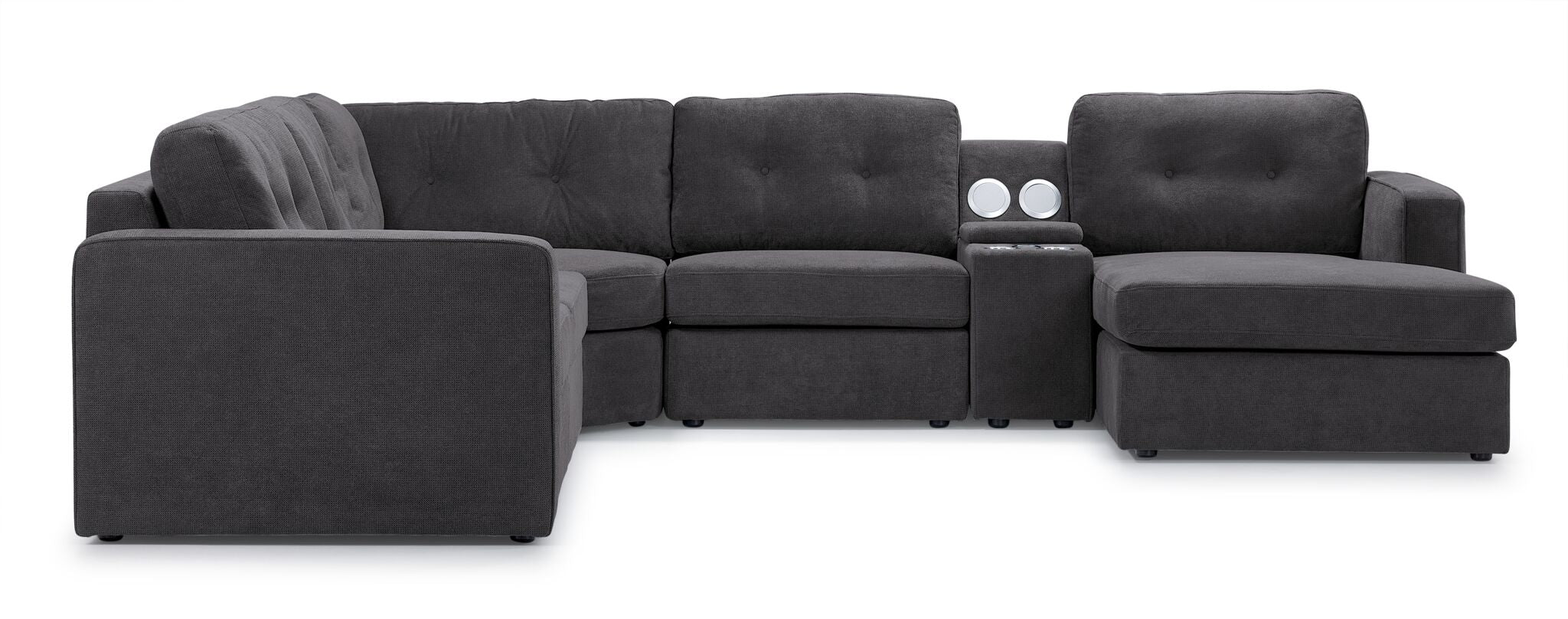Feeling Connected - Connex 6-Piece Modular Sectional with Storage Console - Dark Grey