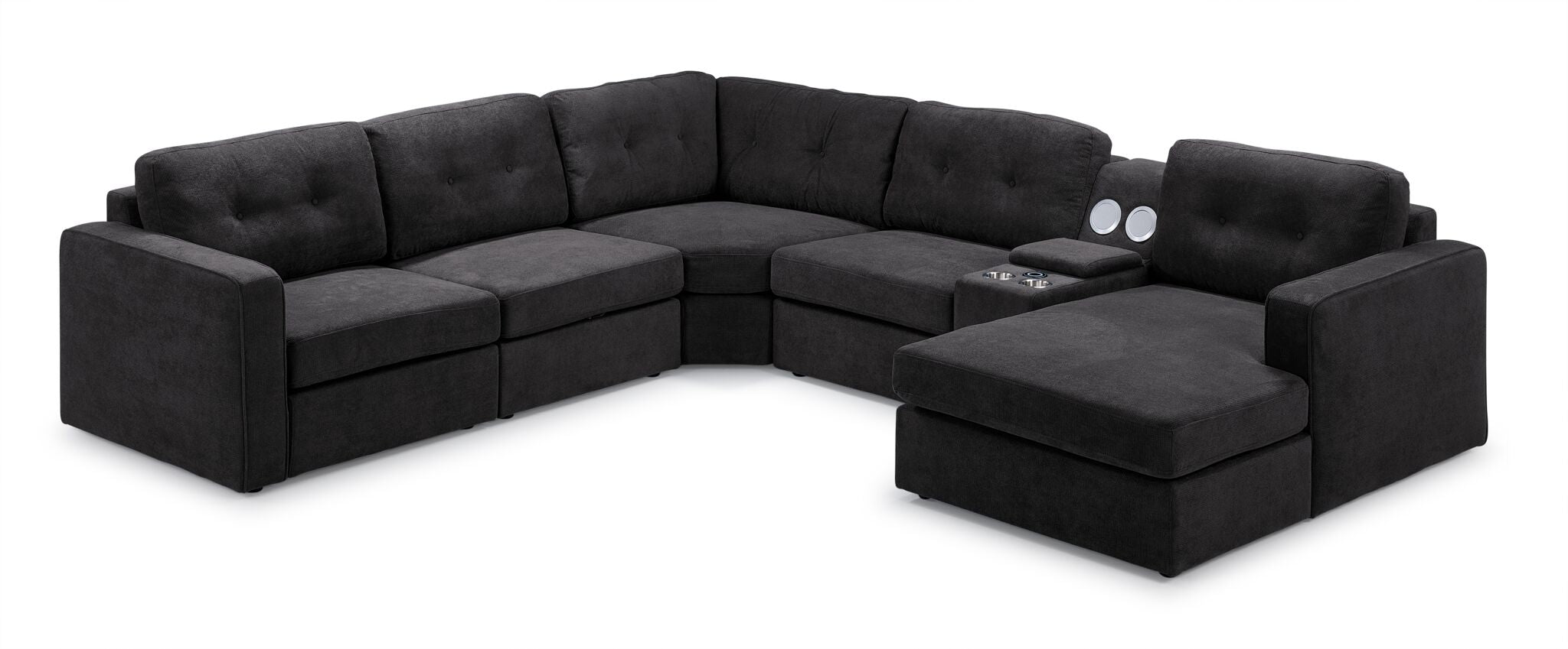 Feeling Connected - Connex 6-Piece Modular Sectional with Storage Console - Dark Grey
