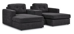 Sentiment de connexion - Connex Sectionnel modulaire 3 mcx avec fauteuil allongé et console tiroir - gris foncé