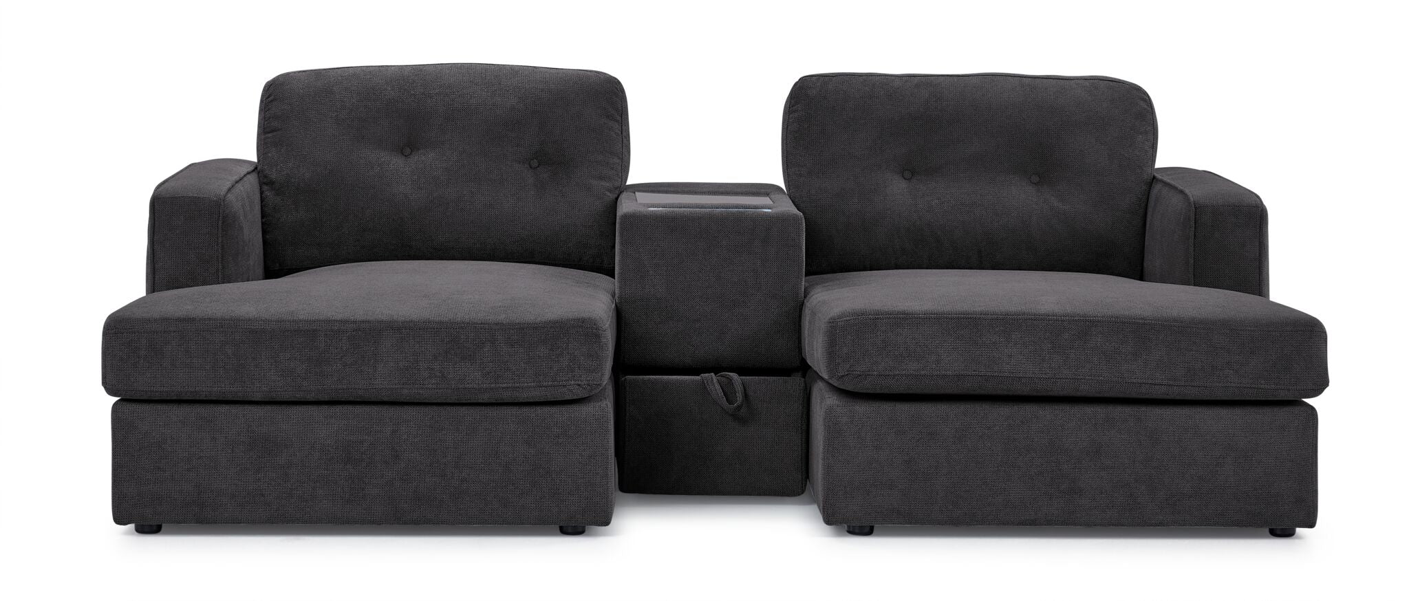 Feeling Connected - Connex 3-Piece Modular Sectional with Chaise and Drawer Console - Dark Grey