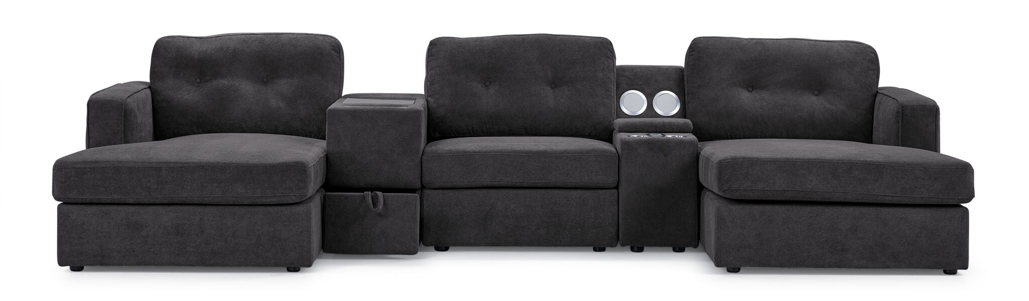 Feeling Connected - Connex 5-Piece Modular Sectional with Consoles - Dark Grey