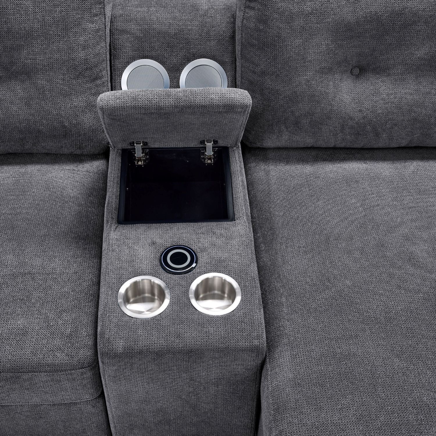 Feeling Connected - Connex 6-Piece Modular Sectional with Storage Console - Light Grey