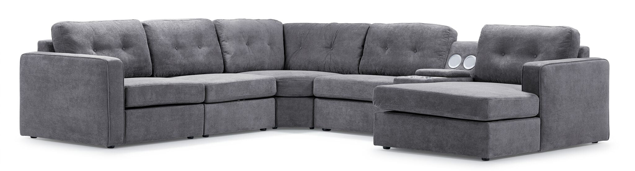 Feeling Connected - Connex 6-Piece Modular Sectional with Storage Console - Light Grey