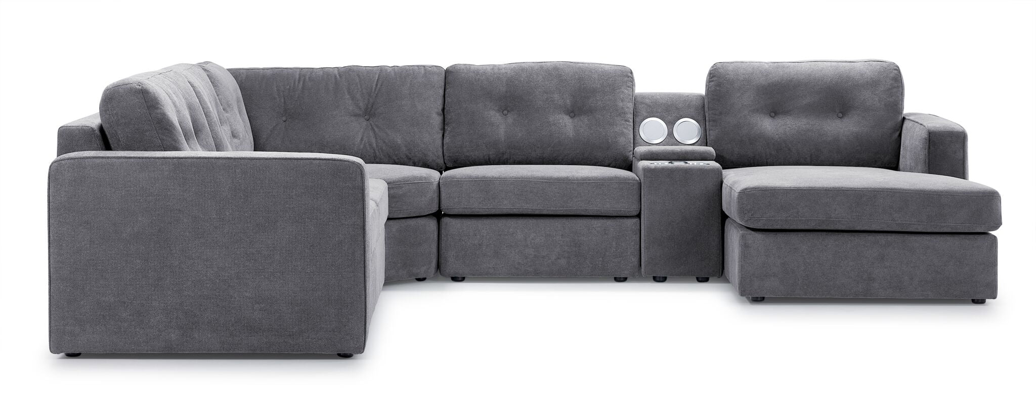Feeling Connected - Connex 6-Piece Modular Sectional with Storage Console - Light Grey