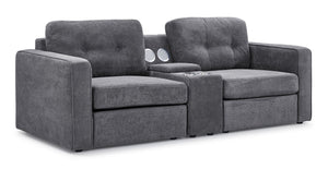 Sentiment de connexion - Connex Sectionnel modulaire 3 mcx avec fauteuils et console de rangement - gris pâle