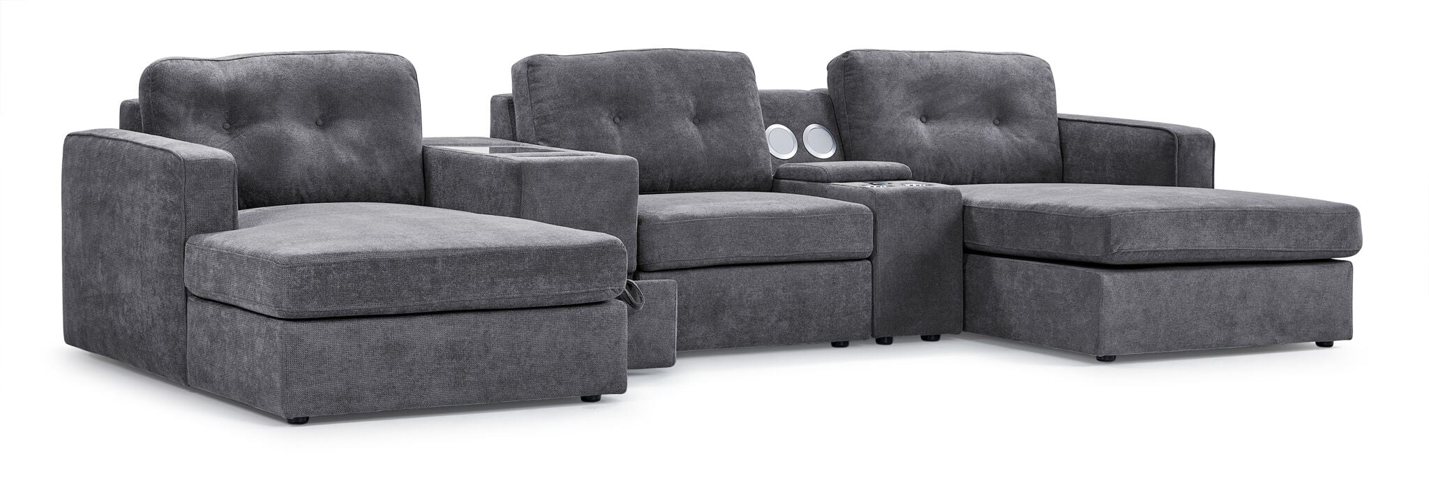 Feeling Connected - Connex 5-Piece Modular Sectional with Consoles - Light Grey