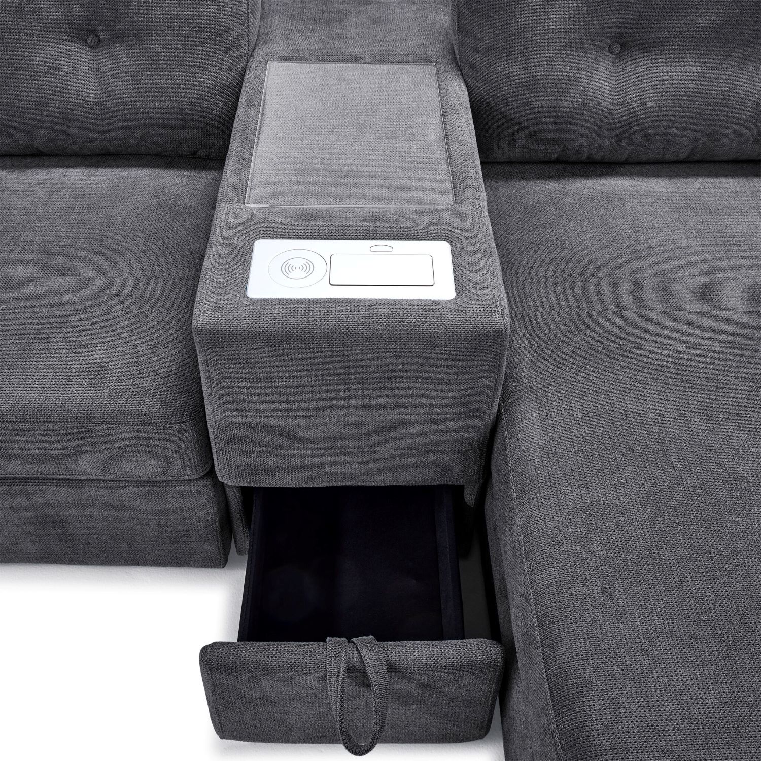 Feeling Connected - Connex 5-Piece Modular Sectional with Consoles - Light Grey