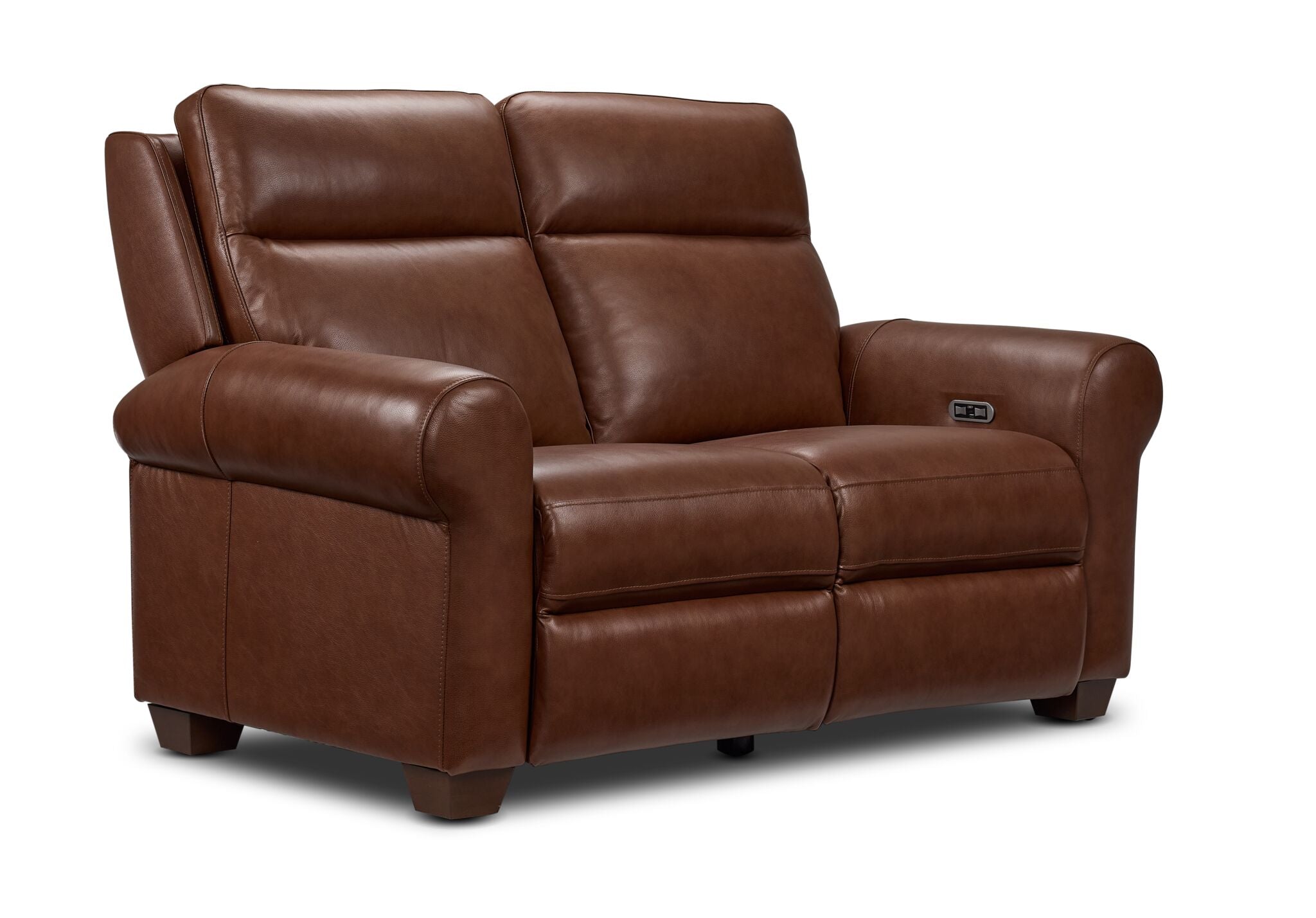 Conrad Leather Dual Power Reclining Loveseat - Dark Brown