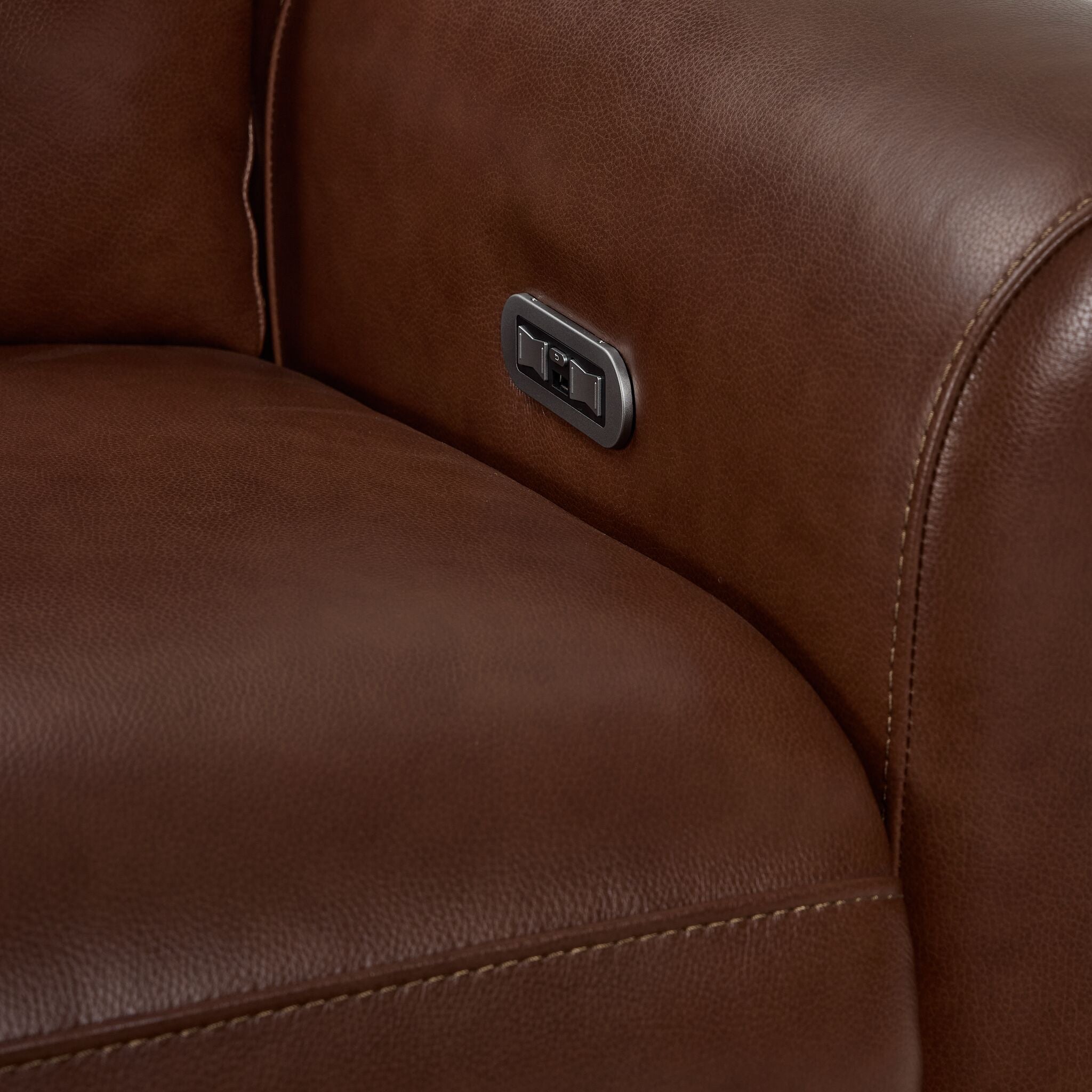 Conrad Leather Dual Power Reclining Loveseat - Dark Brown