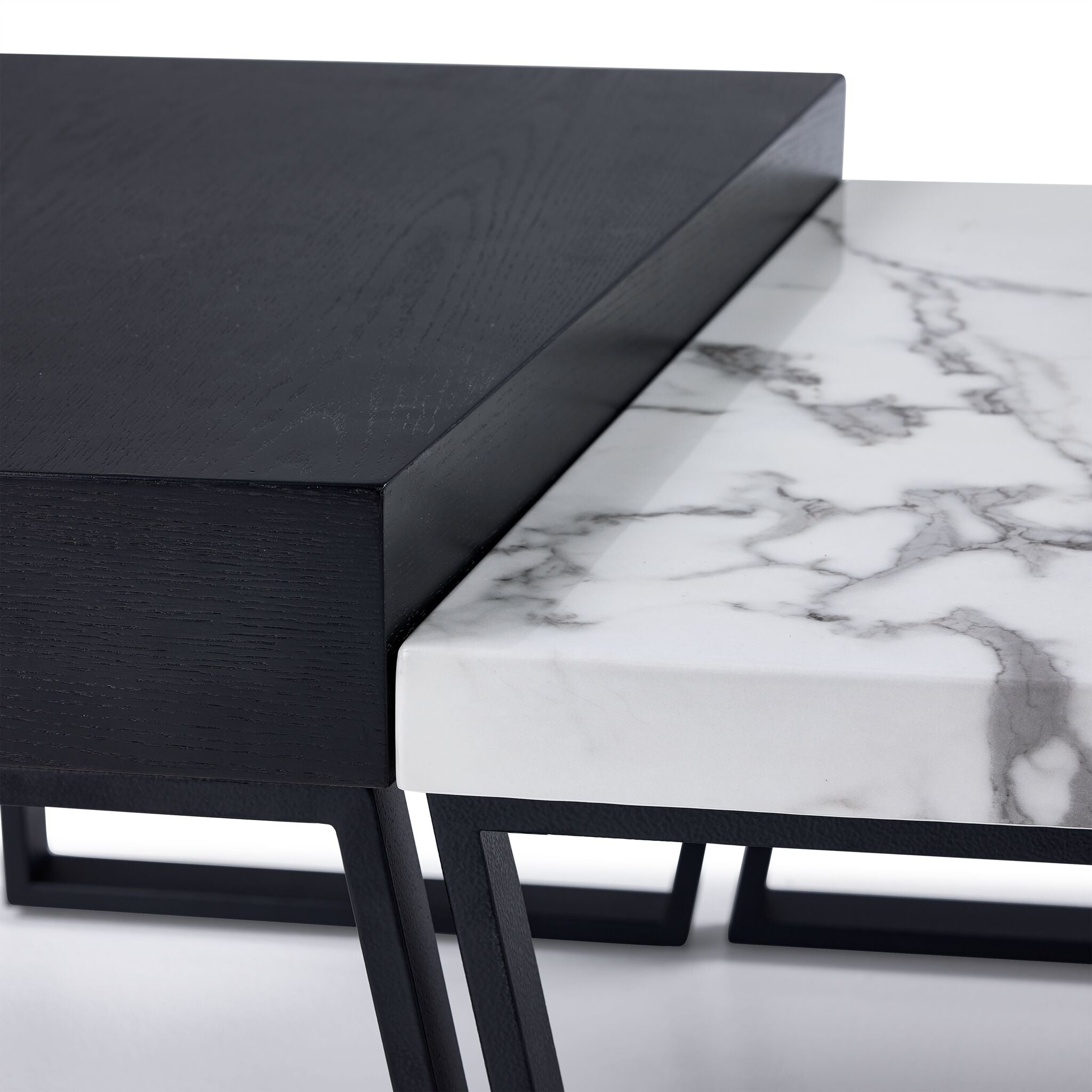 Cora 56" Coffee & End Table Package - White, Black, Grey