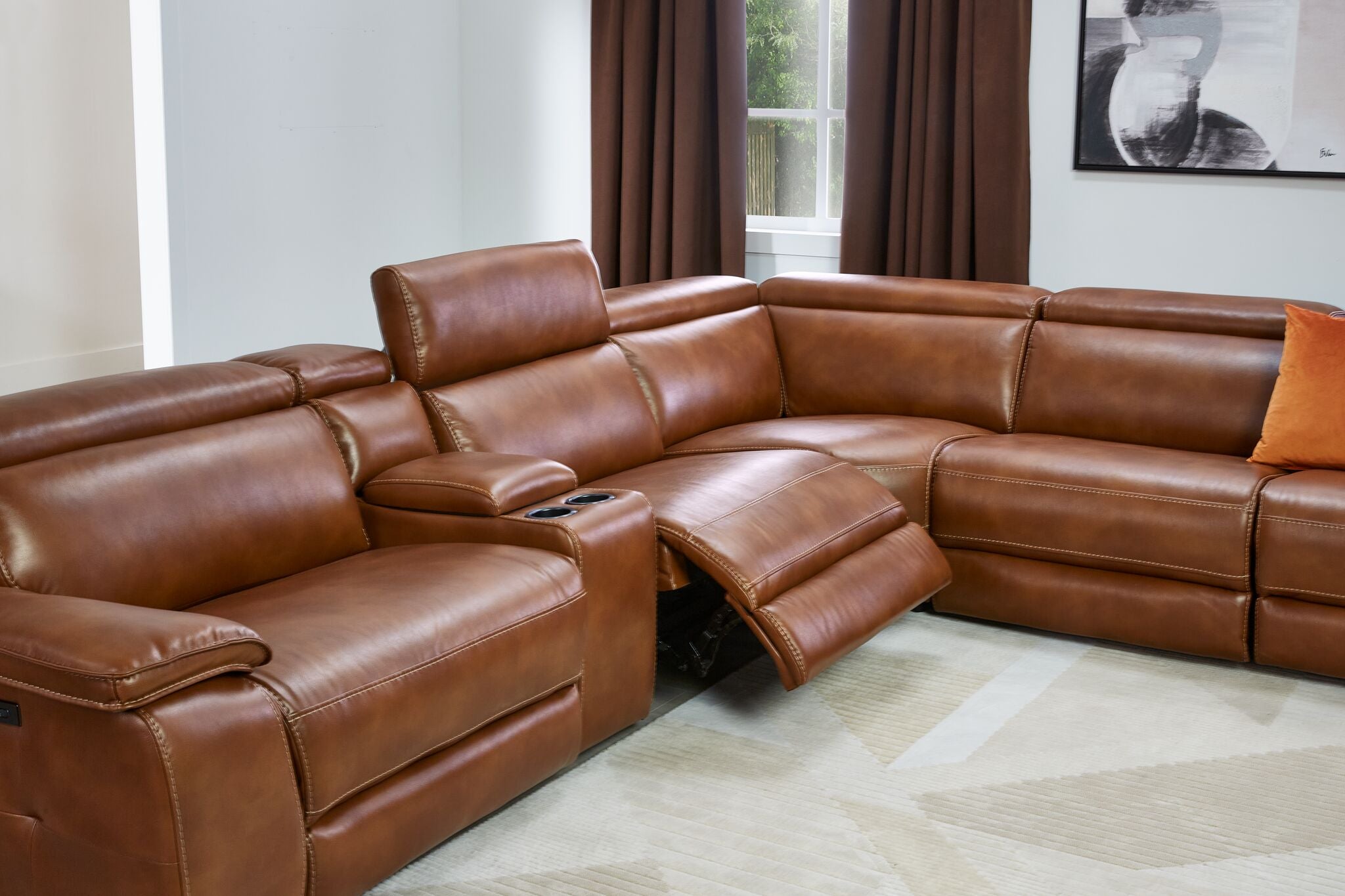 Corsica 6-Piece Dual Power Reclining Sectional - Brown