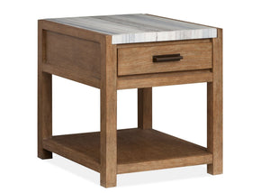 Plum Creek Table de bout 22po avec dessus en marbre – brun sierra