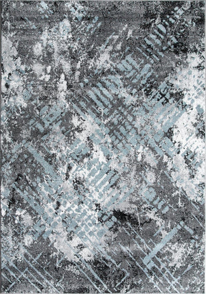 Dawn Tapis (5,3 pi X 7,7 pi) quadrillé effacé – gris, bleu