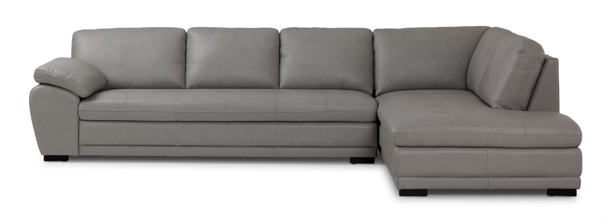 Daytona Leather 2-Piece Sectional with Right-Facing Chaise - Light Grey
