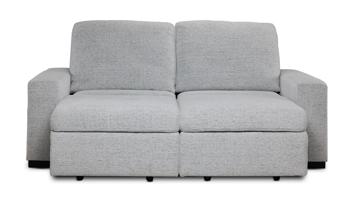 Delphine Power Slide-Out Sofa Bed - Off White with both power slide-out seats extended for added legroom