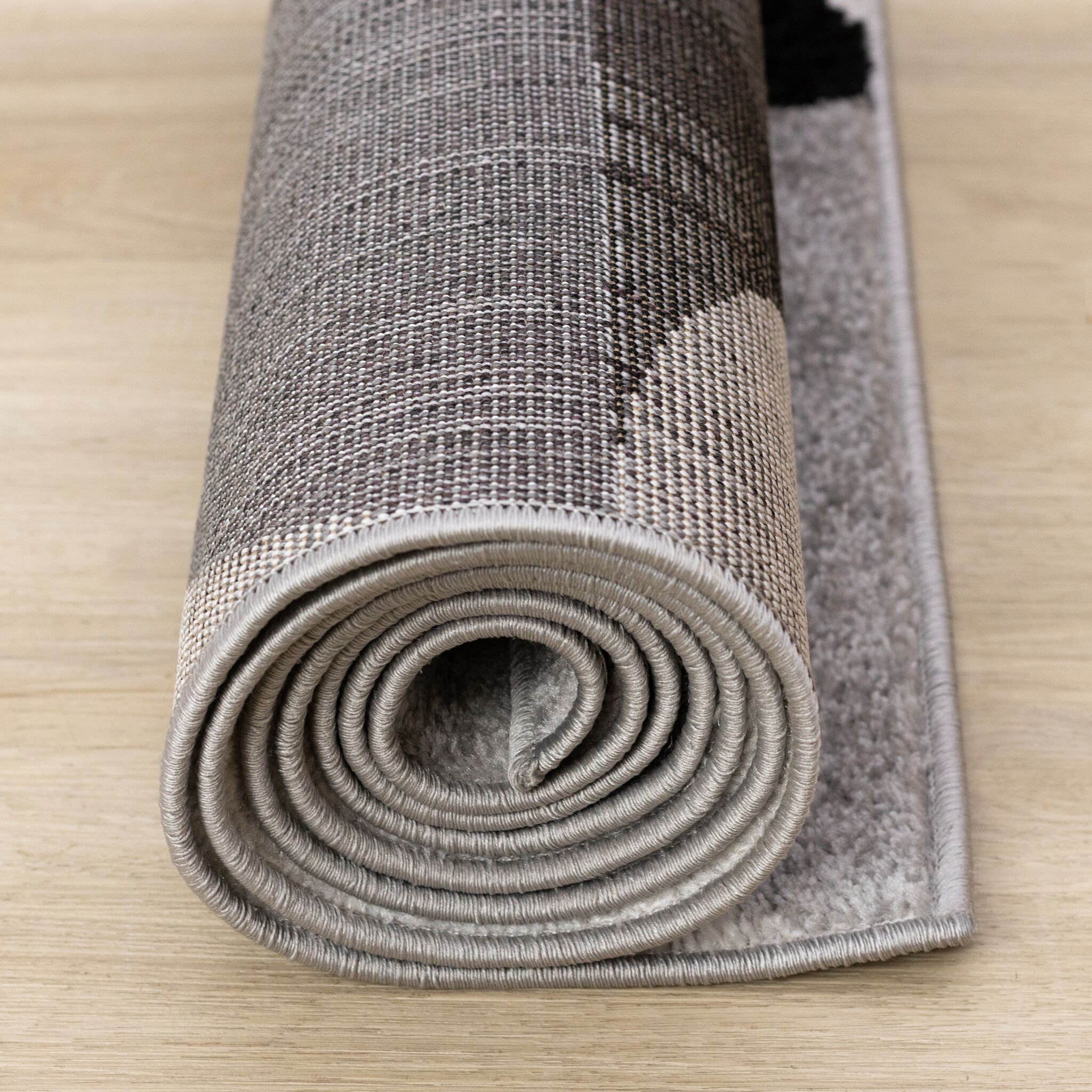 Eclipse 5'3" x 7'7" Mid-Century Modern Design Area Rug - Grey, Black, White