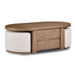 Elenore 52" Lift-Top Coffee Table With 2 Ottomans - Light Brown