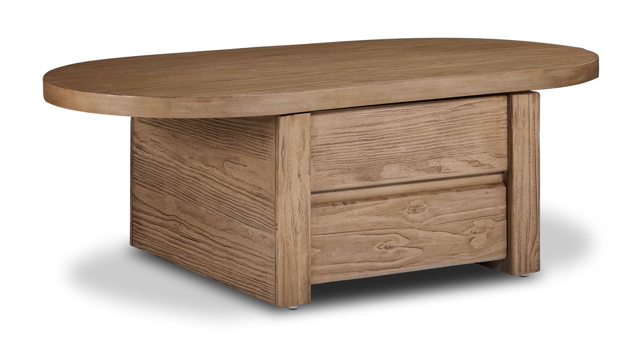 Elenore 52" Lift-Top Coffee Table With 2 Ottomans - Light Brown