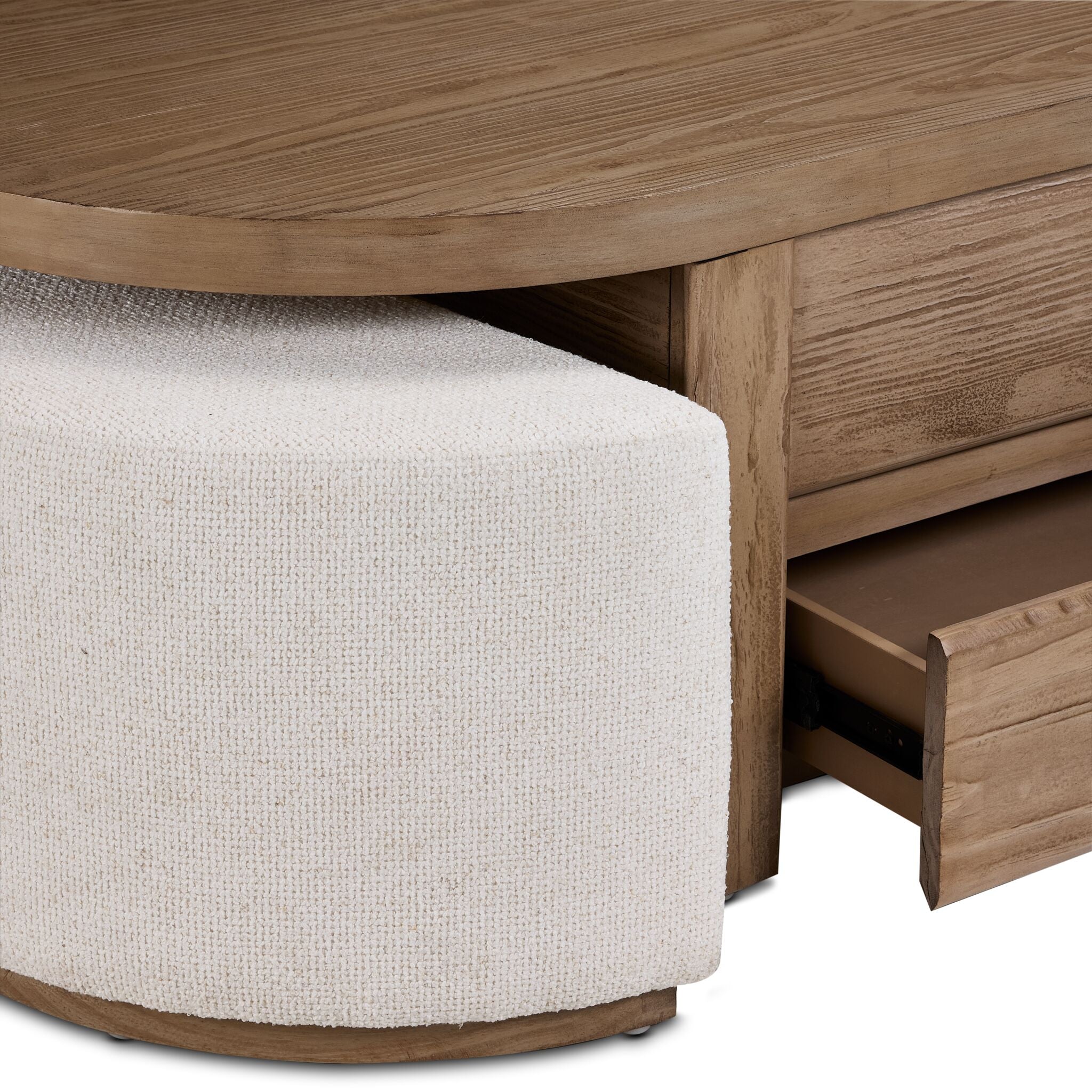 Elenore 52" Lift-Top Coffee Table With 2 Ottomans - Light Brown