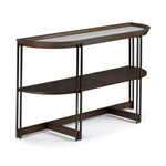 Elora 50" Oval Sofa Table - Walnut and Tarnished Silver Finish