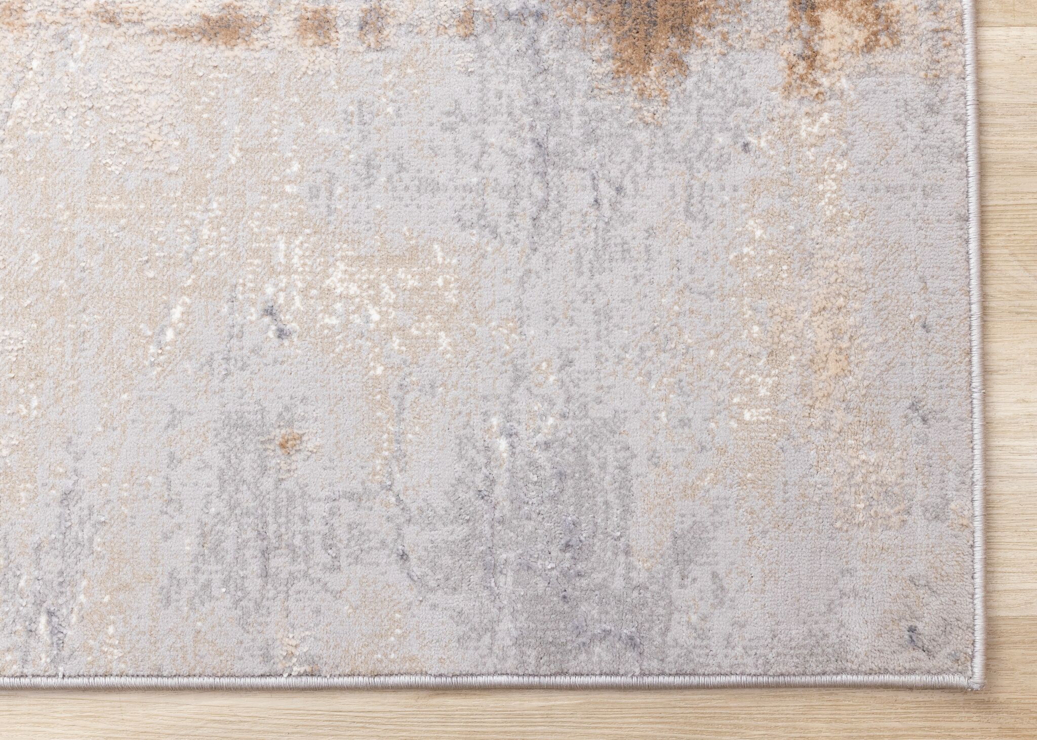 Smoky Terrain 6'7" x 9'6" Distressed Design Area Rug - Taupe, White, Brown
