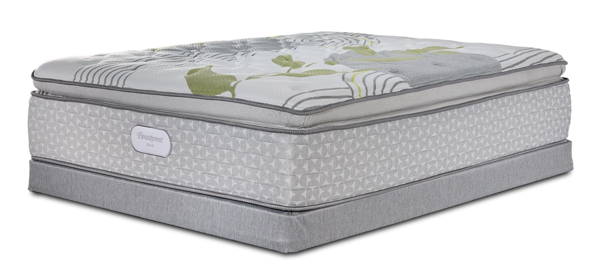Beautyrest Max+ Valley Pillow Top Plush Twin Mattress and Low Profile Boxspring Set