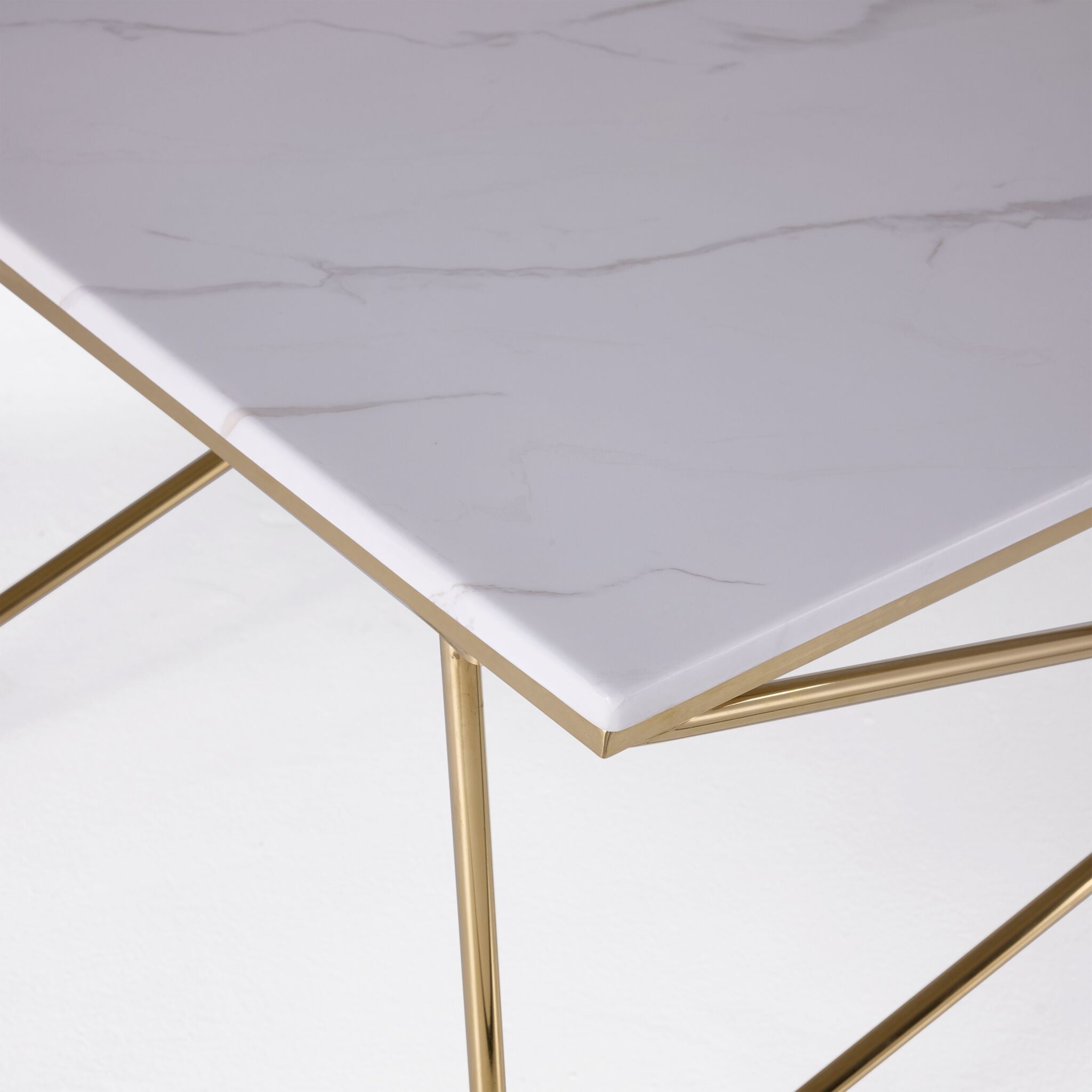 Farah 47" Sofa Table - White and Gold