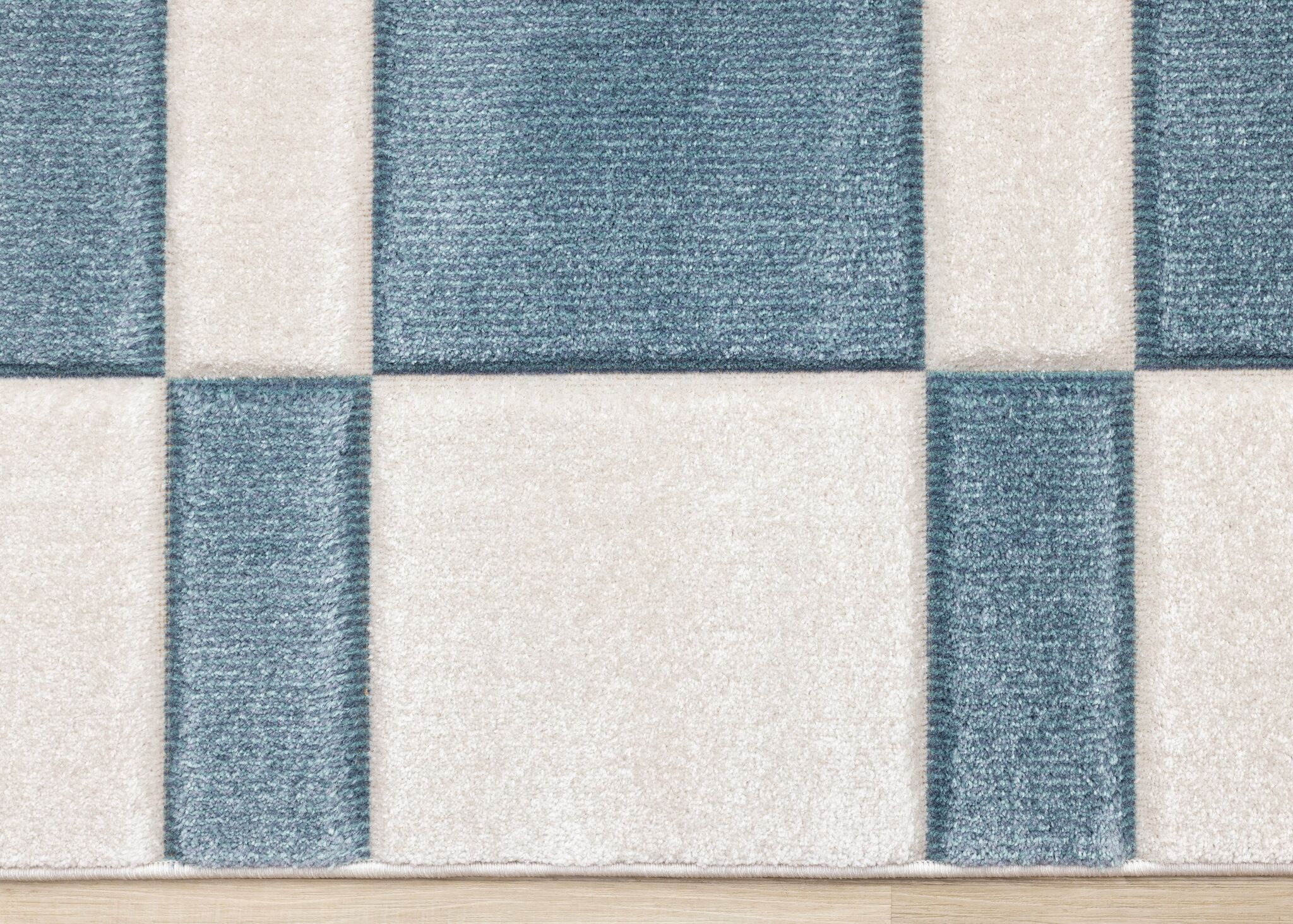 Ocean Blocks 6'7" x 9'6" Banded Rectangle Area Rug - Blue, White