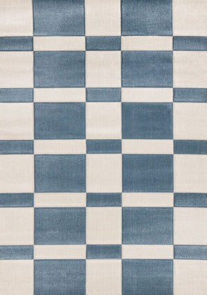 Ocean Blocks Tapis (6,7 pi X 9,6 pi) bande rectangulaire – bleu, blanc