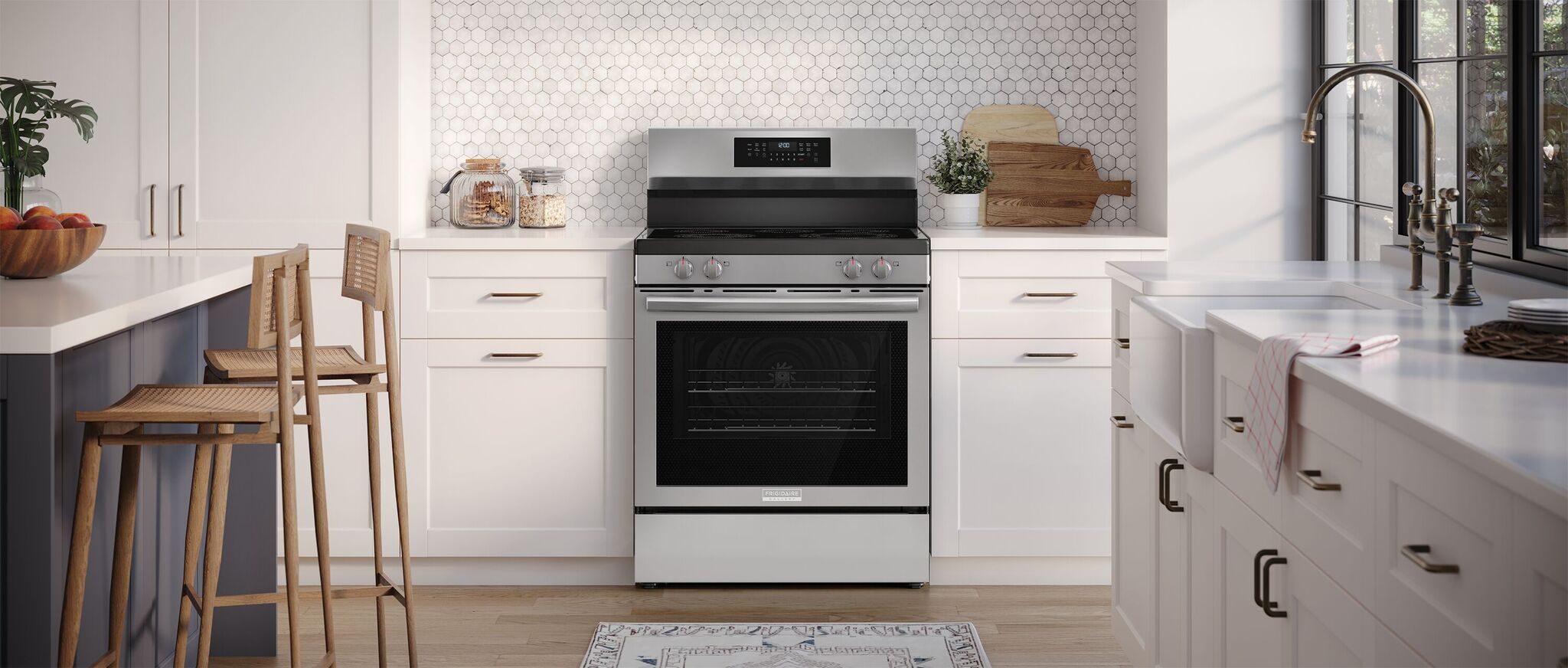 Frigidaire Gallery Smudge-Proof™ Stainless Steel 30" Rear Control Electric Range with Total Convection (5.3 Cu. Ft.) - GCREC059BF