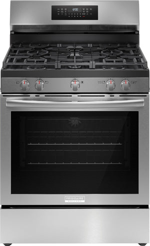Frigidaire Gallery Cuisinière à gaz 5,1 pi³ de 30po avec commandes à l’arrière en acier inoxydable Smudge-Proof™ – GCRG3059BF