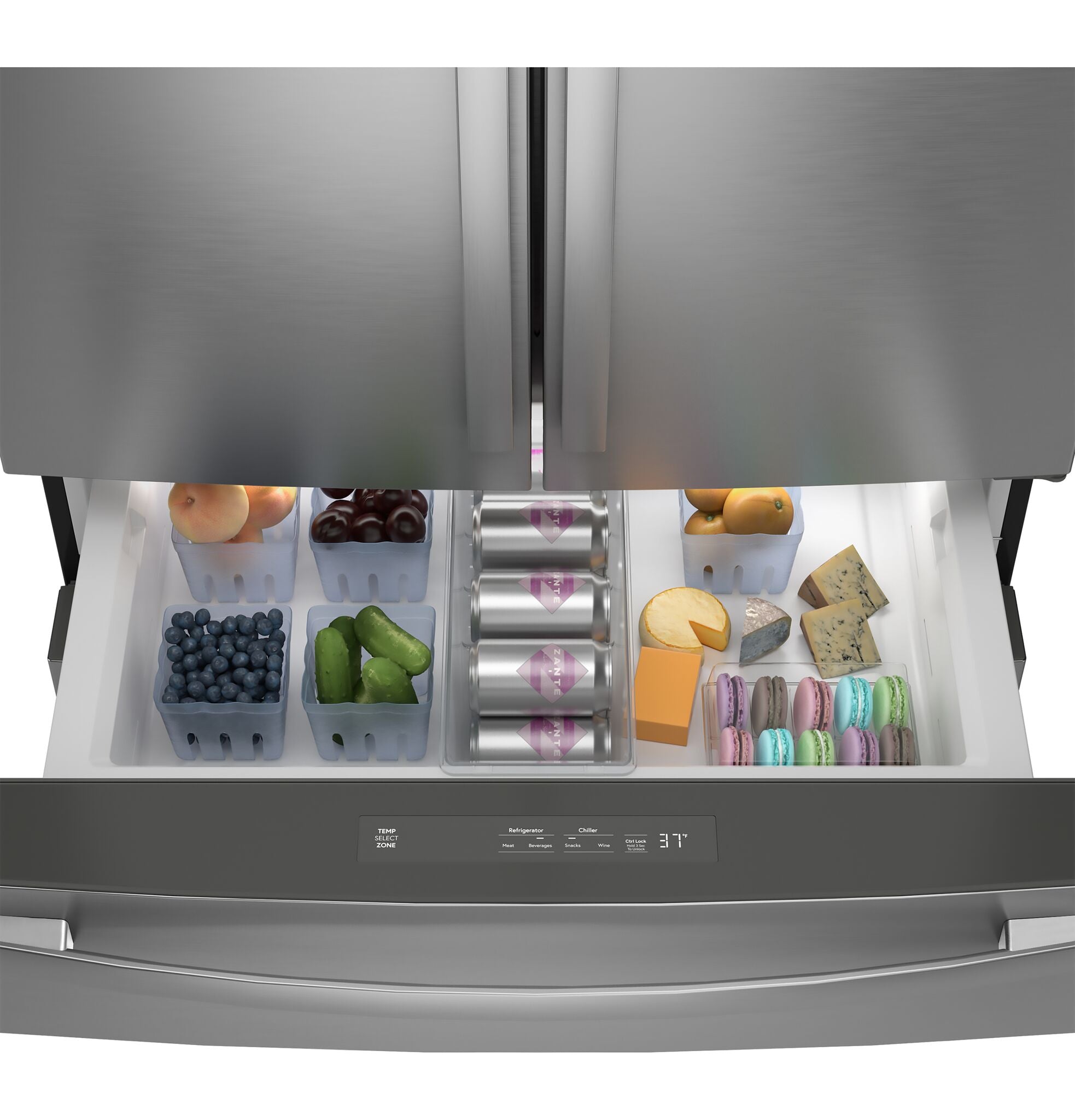 GE Profile 35.75" 28.7 Cu. Ft. Fingerprint Resistant Stainless Steel 4-door French Door Refrigerator - PGE29BYTFS