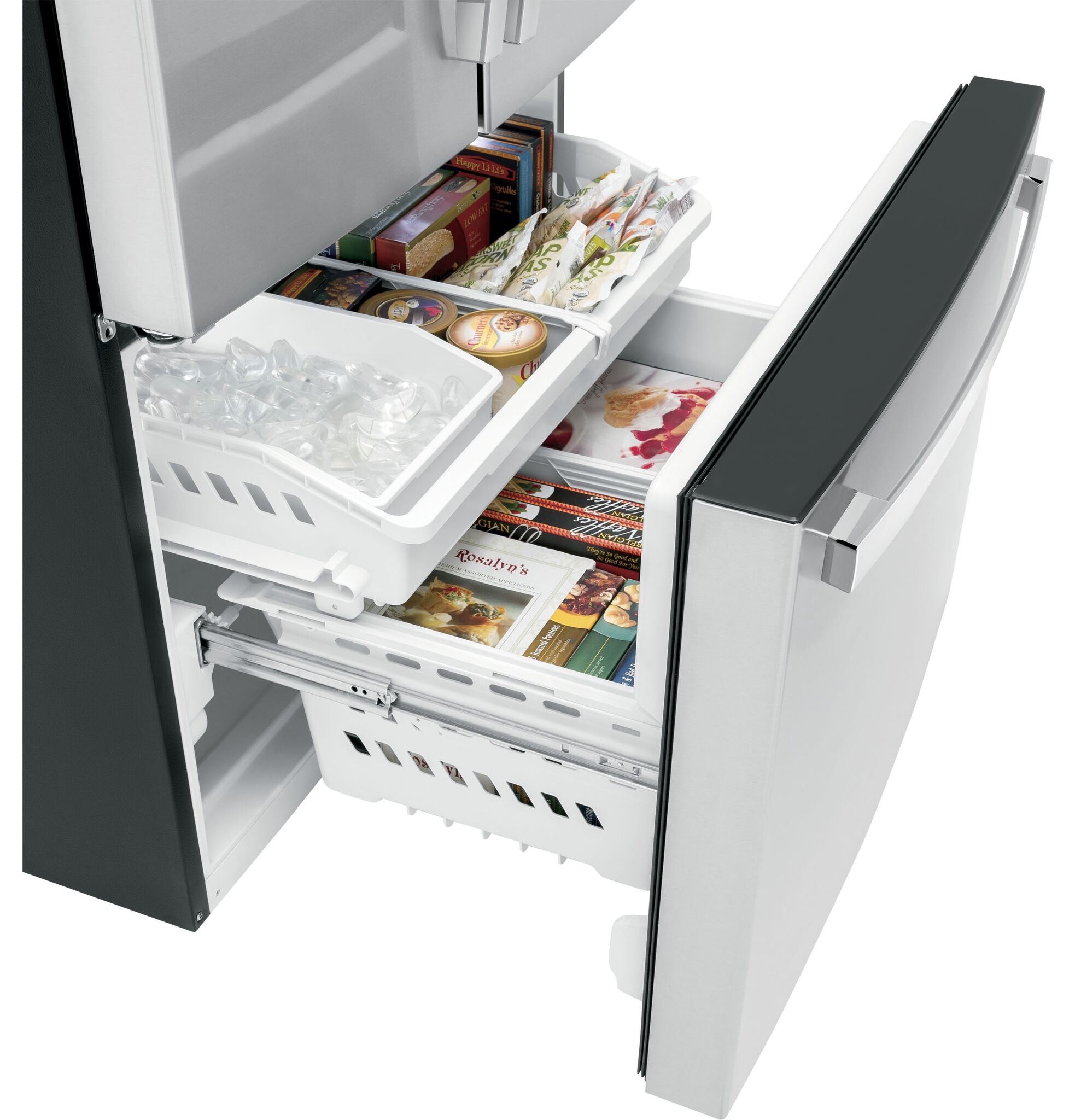 GE 35.75" 21.9 Cu. Ft. Fingerprint Resistant Stainless Steel Counter-Depth French Door Refrigerator - GWE22JYMFS